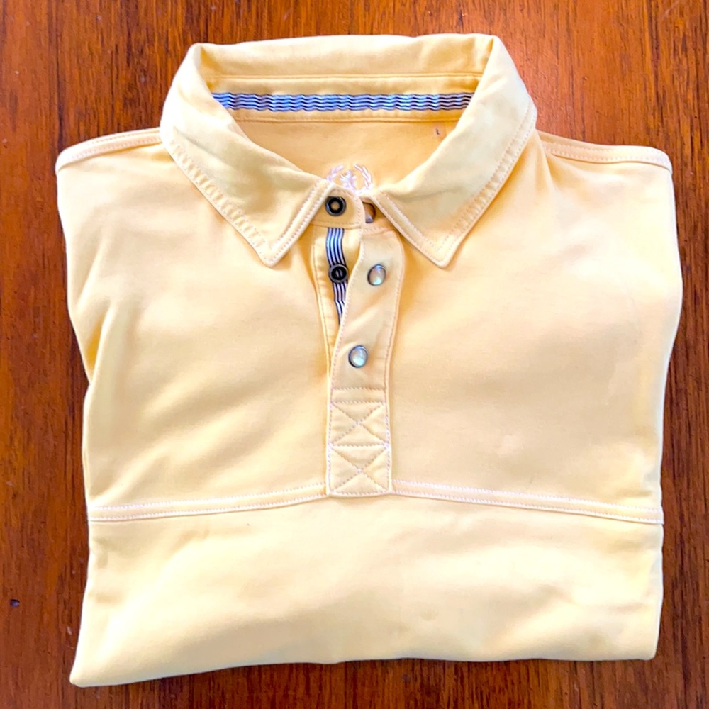 Bugatchi Uomo short sleeve, yellow polo shirt - size large